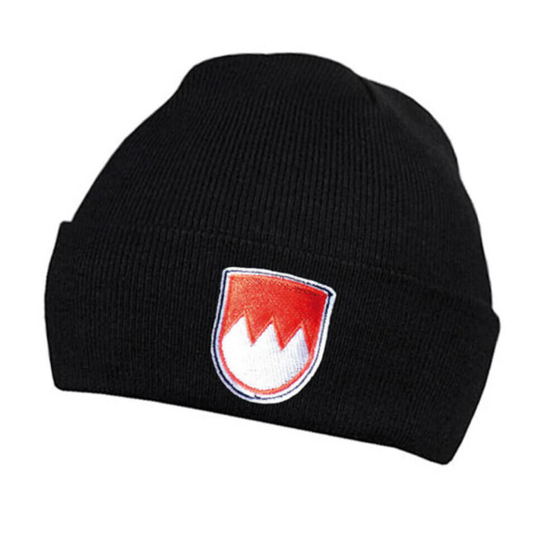 Strickmütze mit Franken-Wappen in rot oder schwarz - Schwarz - Schwarz
