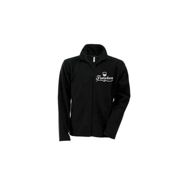 Schwarze Fleecejacke mit gesticktem Frankenmotiv - XXL