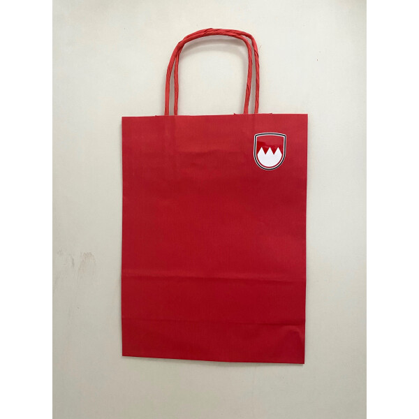 FRANKEN-Weinflaschentasche mit Wappen, rot mit rotem Kordelgriff