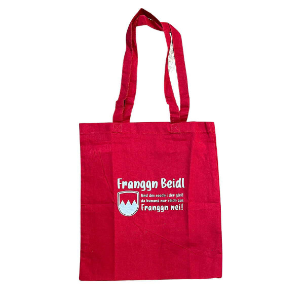 Franggn Beidl rote Tasche, silber bedruckt 42 x 38 cm