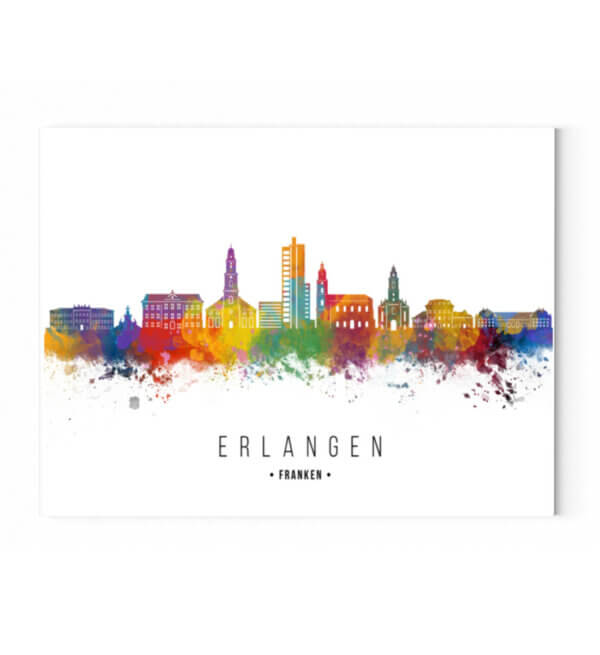 Skyline von Erlangen auf Leinwand mit Keilrahmen - Leinwand mit Keilrahmen